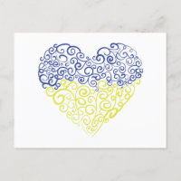 Spiral swirls mehandi heart Ukrainian flag colours