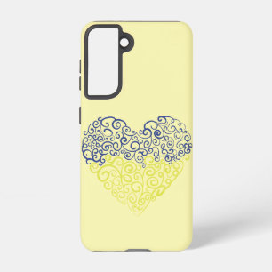 Spiral swirls mehandi heart Ukrainian flag colours Samsung Galaxy Case