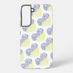 Spiral swirls mehandi heart Ukrainian flag colours Samsung Galaxy Case