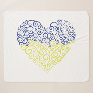 Spiral swirls mehandi heart Ukrainian flag colours Sherpa Blanket
