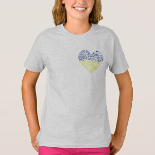 Spiral swirls mehandi heart Ukrainian flag colours T-Shirt