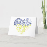 Spiral swirls mehandi heart Ukrainian flag colours