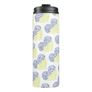 Spiral swirls mehandi heart Ukrainian flag colours Thermal Tumbler