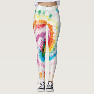 Spiral tie-dye, rainbow swirl pattern leggings