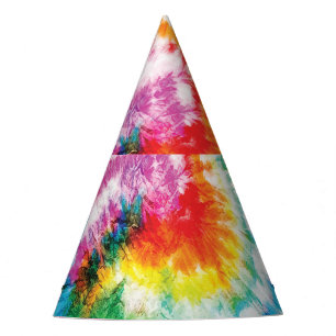 Spiral tie-dye, rainbow swirl pattern party hat