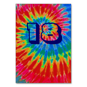 Spiral Tie Dye Wedding Table Eighteen Number