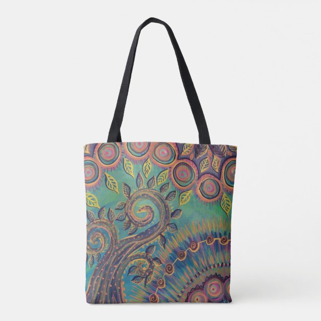 spiral tree and circles tote bag (Back)