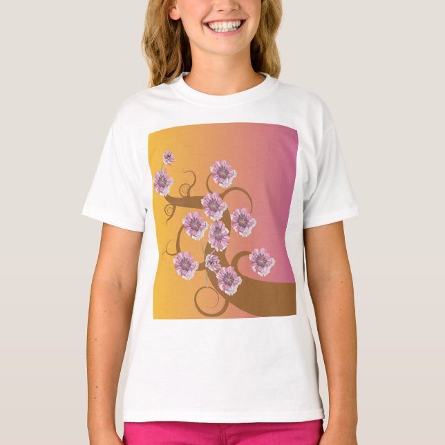 Spiral Tree With Flower T-Shirt (Front)