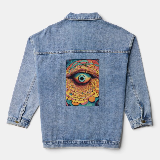 "Spiral Vision Hypnosis Tee"  Denim Jacket (Back)