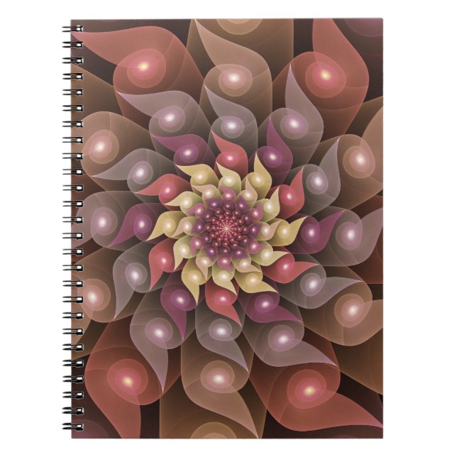 Spiral Wings, Modern Abstract Colourful Fractal Ar Notebook (Front)