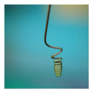 Spiral Wire Thread Blue Abstract Photo Tile Poster