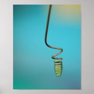Spiral Wire Thread Blue Abstract Poster