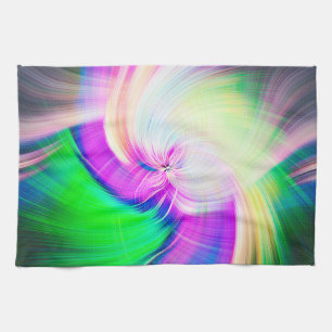 SPIRALFLUO - Psychedelic Colorful Modern Fractal - Tea Towel