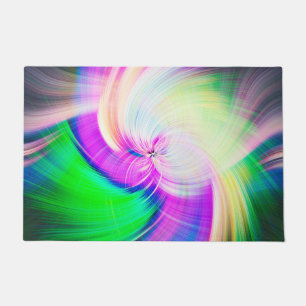 SPIRALFLUO - Psychedelic Colourful Modern Fractal  Doormat