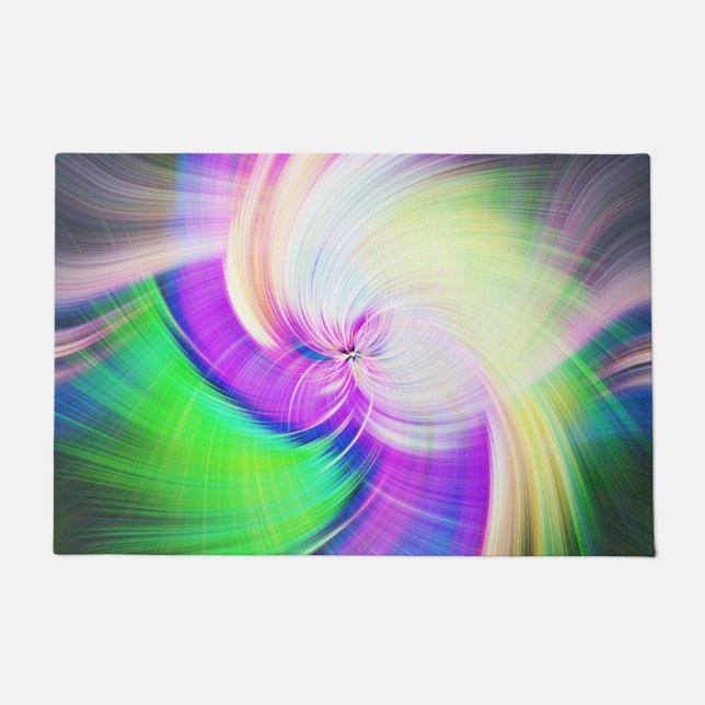 SPIRALFLUO - Psychedelic Colourful Modern Fractal  Doormat (Front)