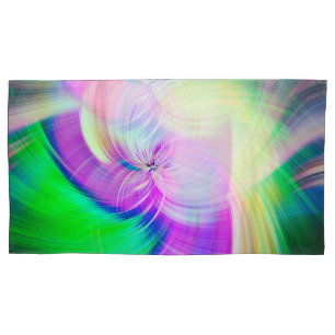 SPIRALFLUO - Psychedelic Colourful Modern Fractal  Pillowcase