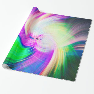 SPIRALFLUO - Psychedelic Colourful Modern Fractal Wrapping Paper