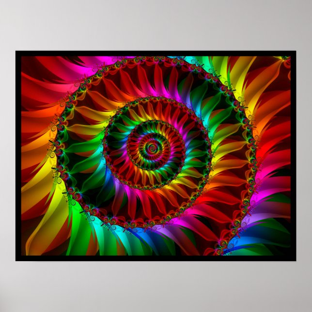 Spiraling Rainbow Petals Poster (Front)