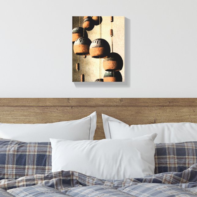 Spiralled Clay Wind Chimes Still Life Canvas Print (Insitu(Bedroom))