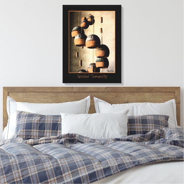 Spiralled Clay Wind Chimes Still Life Canvas Print (Insitu(Bedroom))