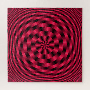 Spiralling Concentric Circles in Red Jigsaw Puzzle