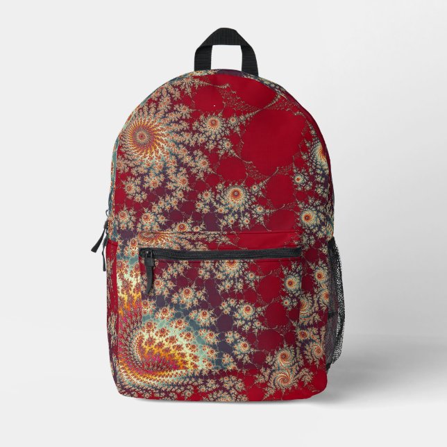 Spiralling Floral Pattern Printed Backpack (Front)