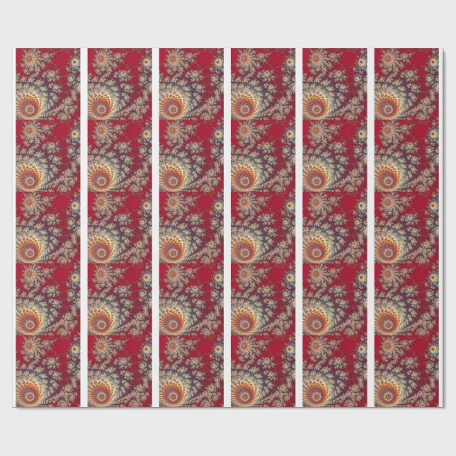 Spiralling Floral Pattern Wrapping Paper (Flat)