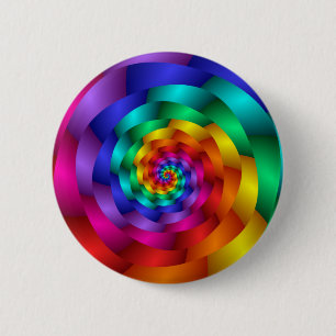 Spiralling Rainbow Rose 6 Cm Round Badge