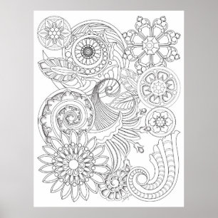 Spirals Flowers: MEDIUM DIY Coloring by Sonja A.S. Poster