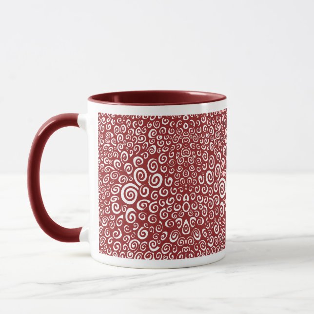 Spirals - Maroon on White Mug (Left)