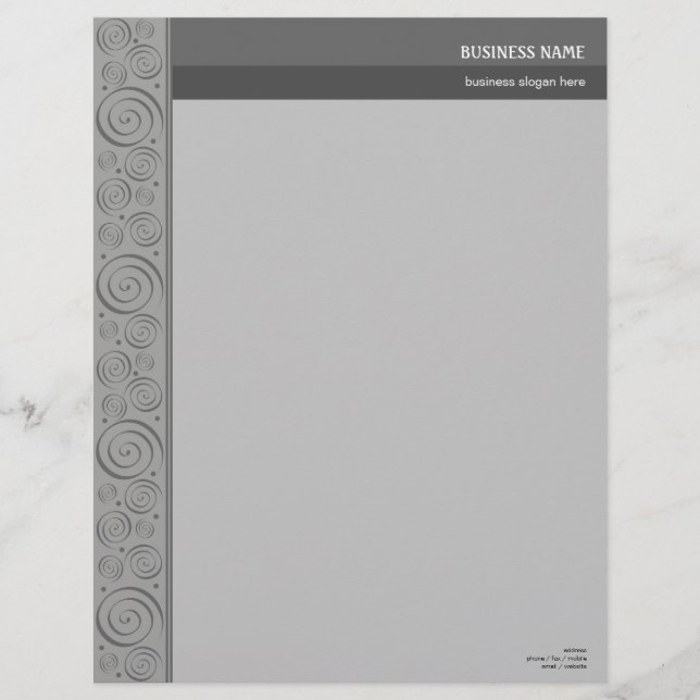 Spirals Pattern 2 Elegant Personalized Letterhead (Front)