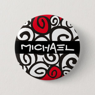 Spirals Pattern Black & White + your ideas 6 Cm Round Badge
