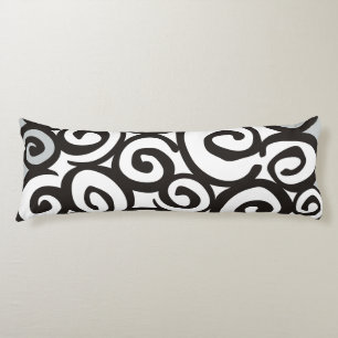 Spirals Pattern Black & White + your ideas Body Cushion