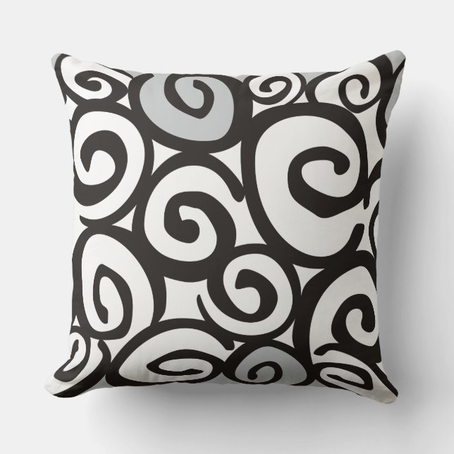 Spirals Pattern Black & White + your ideas Cushion (Front)