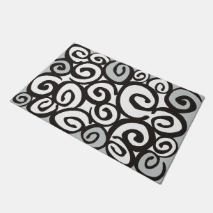 Spirals Pattern Black & White + your ideas Doormat