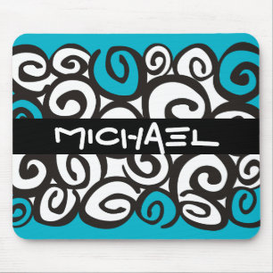 Spirals Pattern Black & White + your ideas Mouse Pad