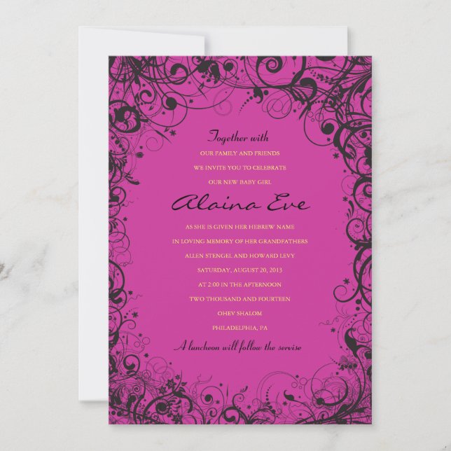 SPIRALS & STARS Baby Naming Invitation (Front)