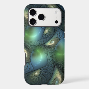 Spirals Teal Beige Green Abstract Fractal Art