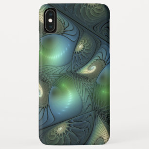 Spirals Teal Beige Green Abstract Fractal Art Case-Mate iPhone Case