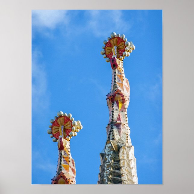 Spires of La Sagrada Familia in Barcelona, Spain Poster (Front)