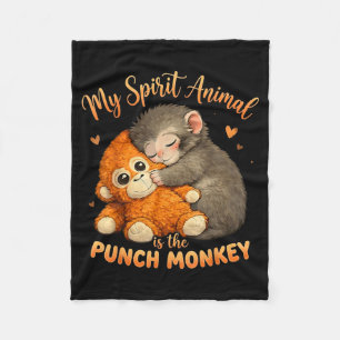 Spirit animal is the punch monkey plush hugging fleece blanket