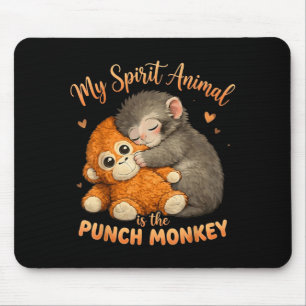 Spirit Animal is The Punch Monkey Plush Hugging Mouse Pad