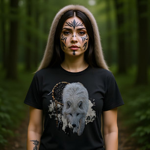 Spirit Animal white wolf with dreamcatcher T-Shirt