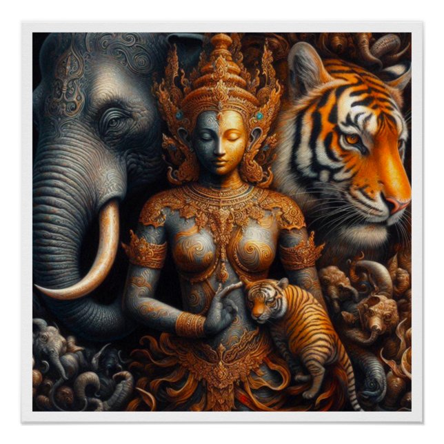 spirit artwork elephant tiger poster (Front)
