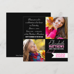 Spirit Banner Two Photo Graduation Invitation