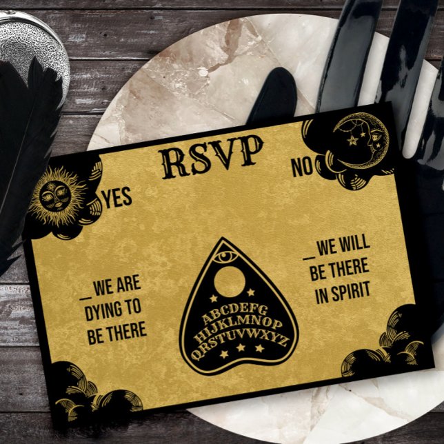 Spirit Board Gothic, Fall & Halloween Wedding RSVP Card (Creator Uploaded)