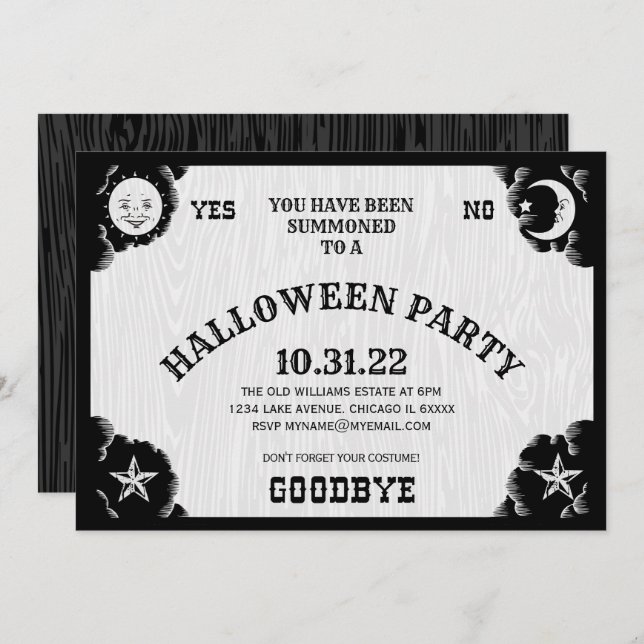 Spirit Board Halloween Party Invitation (Front/Back)