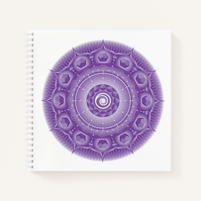 Spirit Dodecahedron Mandala Purple Square Notebook (Front)