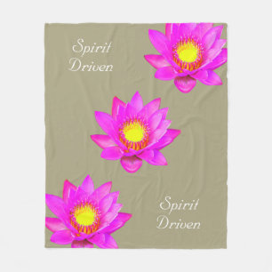 Spirit Driven Lotus Flowers on Sand Beige Fleece Blanket