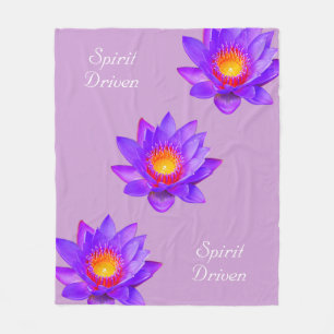 Spirit Driven Lotus Flowers on Violet Fleece Blanket